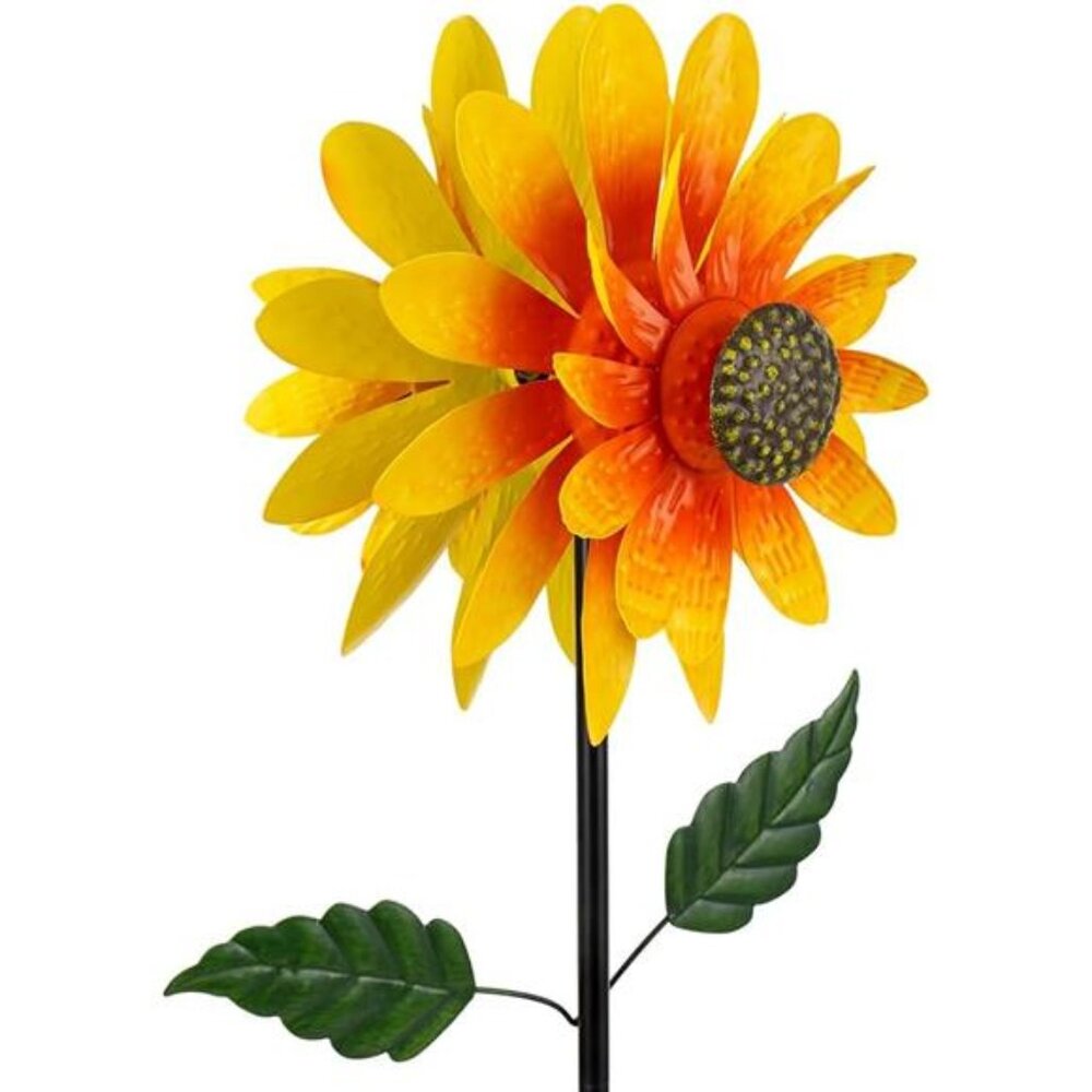 Sunflower Outdoor Wind Spinner, 4 Layers Metal Wind Spinner, Decorative Pinwheel